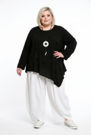 Moonshine oversized geborduurd viscose A-lijn tuniek zwart
