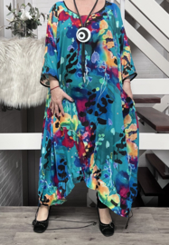 Francesca Romantica oversized A-lijn viscose chiffon overjurk met touwtjes  apart (extra groot)