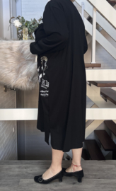 LA VELINA oversized katoen jersey jurk  stretch/ zwart
