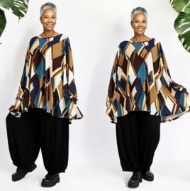 AKH viscose oversized A-lijn tuniek/top met zakken apart stretch