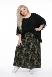 ITALIA MODA viscose tricot rok stretch/zwart /legergroen