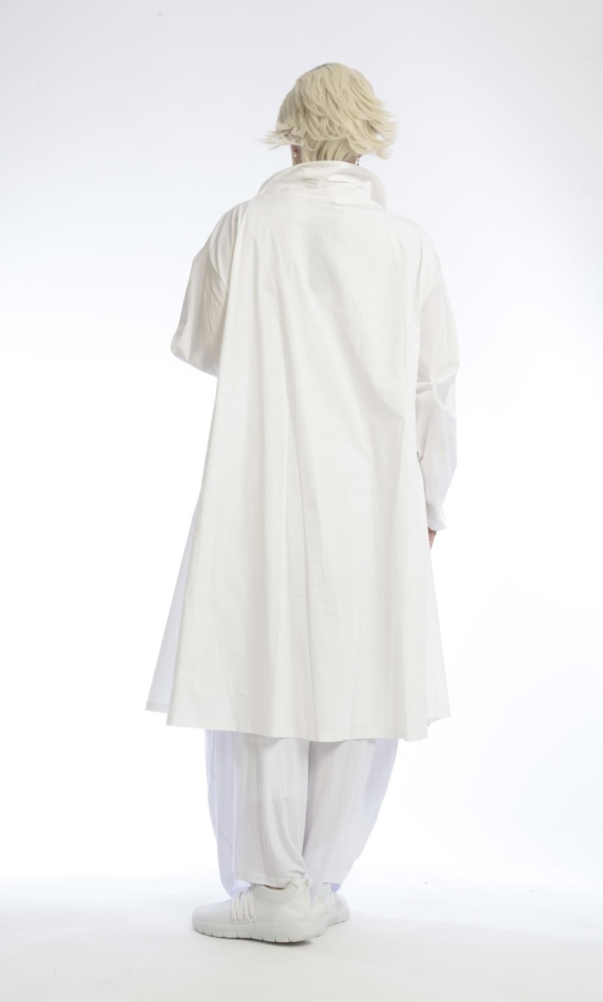 AKH katoen A-lijn zomer blouse /jas /blazer met ritssluiting/wit