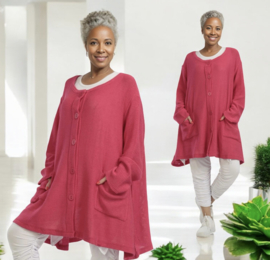 AKH gebreide oversized A-lijn katoen vest/blazer apart stretch