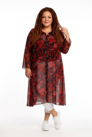 AKH oversized A-lijn chiffon tuniek/hemd/jurk met ritssluiting