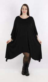 AKH oversized jersey viscose A-lijn tuniek/jurk apart stretch  zwart