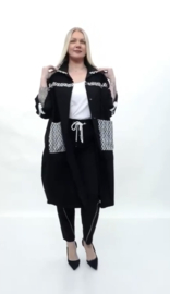 DIVAS PLANET katoen blazer/vest met knoopsluiting  /stretch zwart/wit