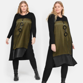 GN-G viscose A-lijn  jurk met ketting /zwart /stretch
