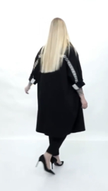 DIVAS PLANET katoen blazer/vest met knoopsluiting  /stretch zwart/wit