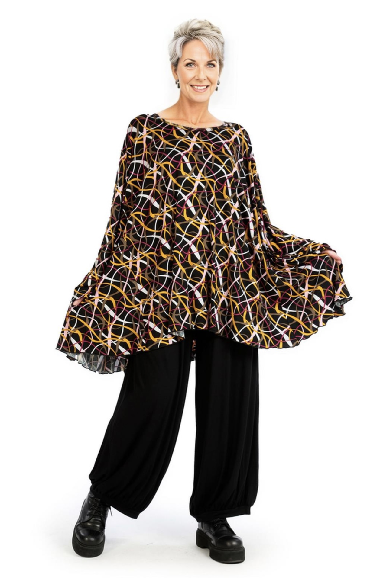 AKH oversized viscose tricot A-lijn tuniek  apart stretch