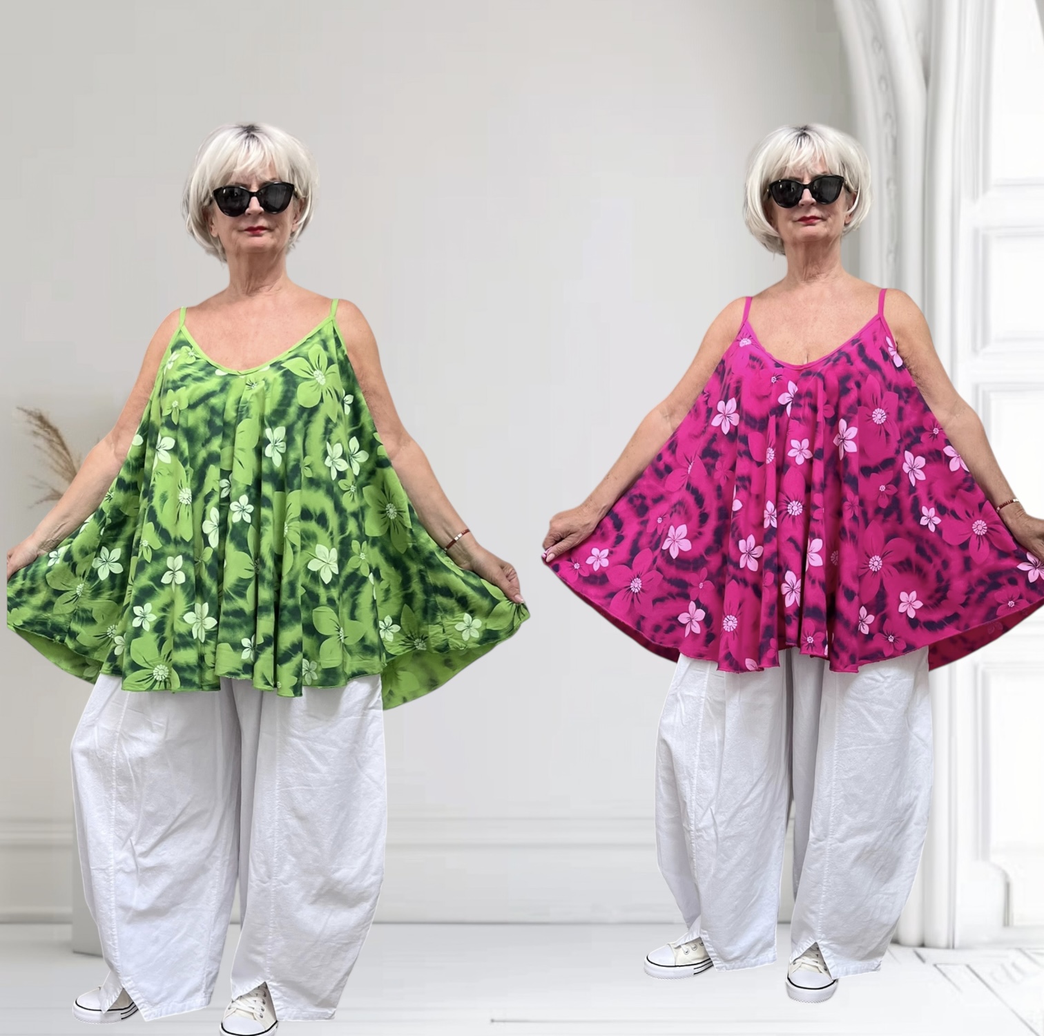 ITALIA oversized viscose A-lijn zomer top/in meerdere kleuren
