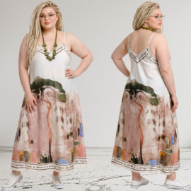 ITALIA Moda oversized viscose /zijde A-lijn zomer jurk