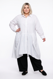 Moonshine katoen A-lijn blazer/vest/hemd apart stretch/wit
