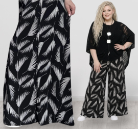 ITALY Mode jersey viscose  wijde broek apart /zeer rekbaar/zwart/wit