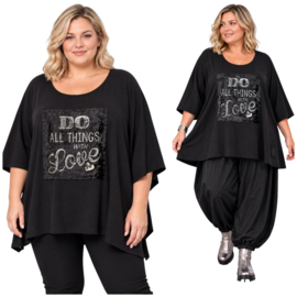 Vincenzo Allocca oversized katoen A-lijn top met applicatie/apart/stretch zwart
