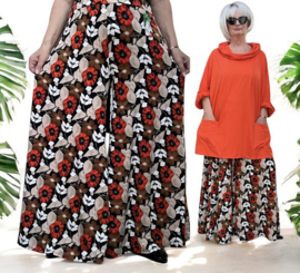 ITALY Mode jersey viscose  wijde broek apart /zeer rekbaar