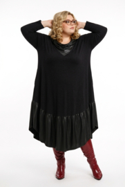SASHA LENA oversized viscose A-lijn jurk zwart/stretch