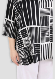 AKH oversized viscose A-lijn top/tuniek zwart/wit  apart