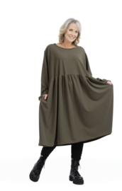 AKH A-lijn winter jurk/tuniek met zakken apart stretch