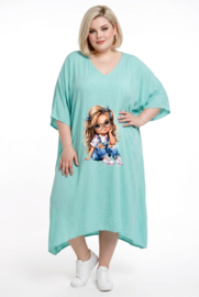 ITALIA MODA  oversized mousseline katoen jurk/in meerdere kleuren