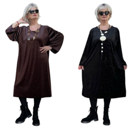 ITALIA viscose mix fluwelen jurk met glitters/stretch  /in meerdere kleuren