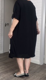 FRENZI viscose jurk/tuniek apart  stretch zwart