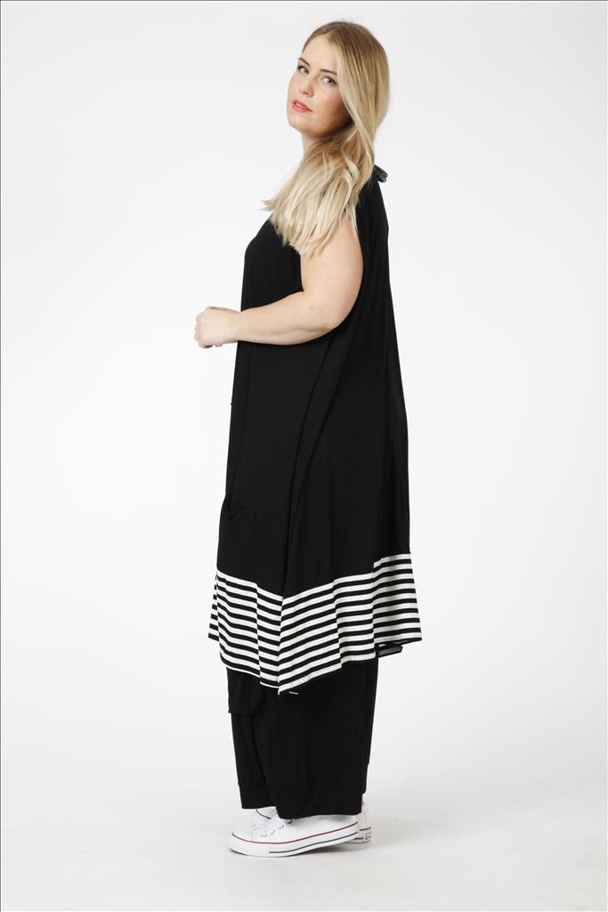 AKH oversized viscose  A-lijn jurk/tuniek met zakken /stretch /zwart/wit
