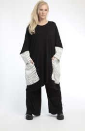 AKH oversized tricot katoen/viscose tuniek/jurk apart stretch zwart/wit