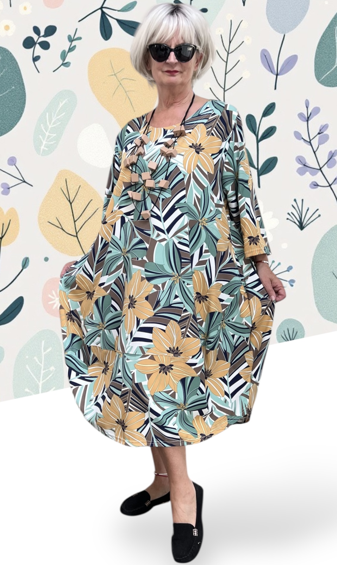New Jersey viscose ballon jurk