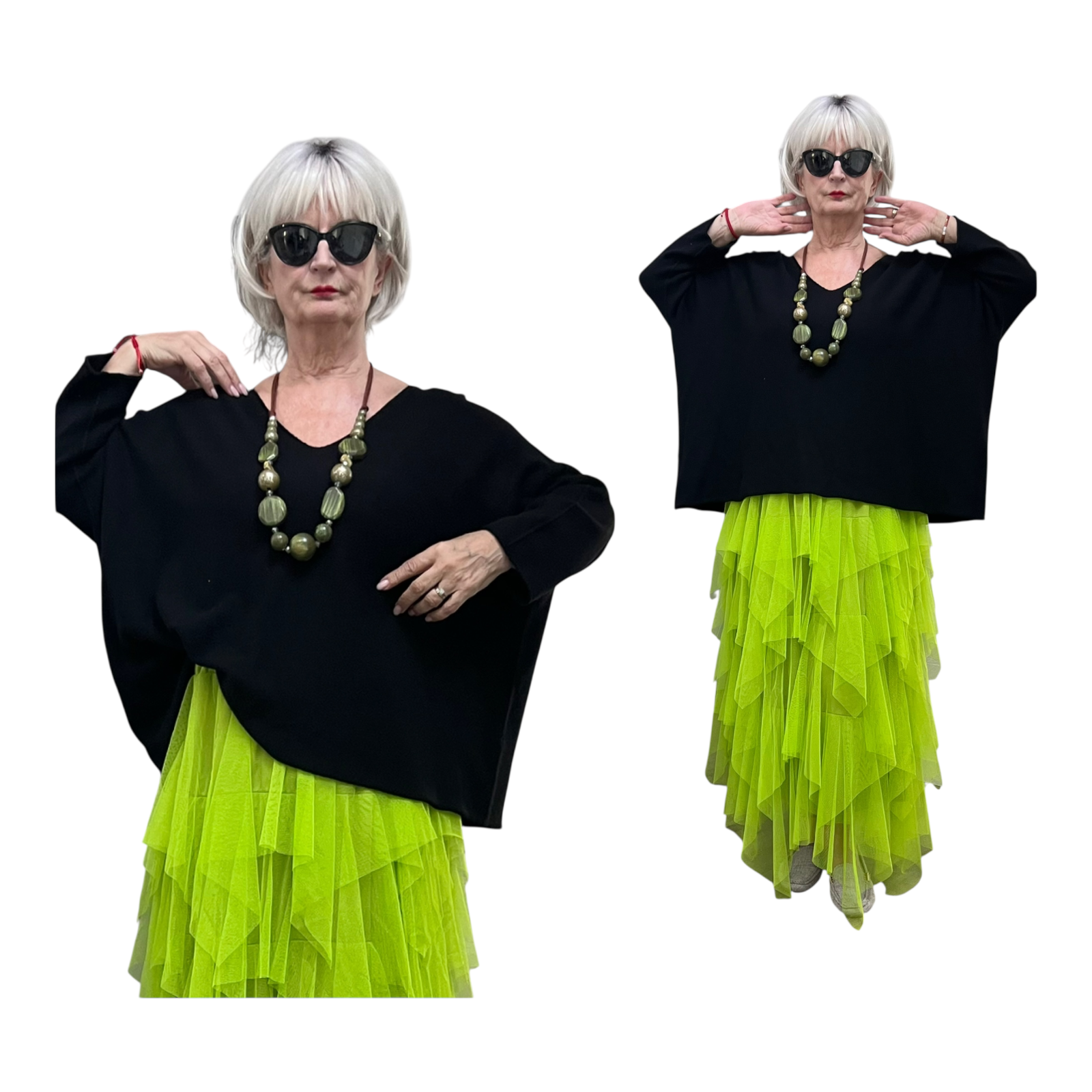 Moonshine oversized viscose mix gebreide top stretch zwart