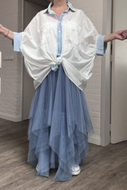 S.Woman oversized katoen blouse/hemd met kant