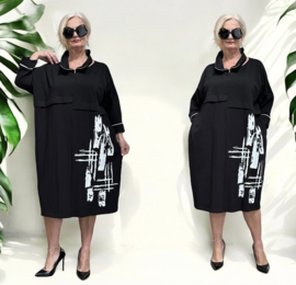 Divas planet oversized viscose jurk zwart stretch