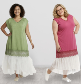 ITALIA MODA  de modieuze kleuring viscose A-lijn tuniek met KANT stretch apart/in meerdere kleuren