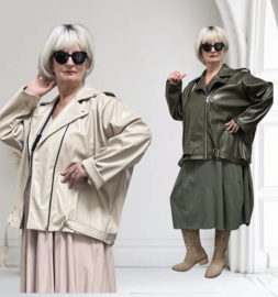 NEW COLLECTION oversized  eco leder jas met ritssluiting  stretch  /in meerdere kleuren