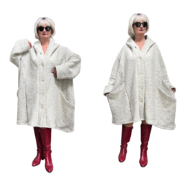 AKH oversized asymmetrisch wollen winterjas/mantel  gevoerd