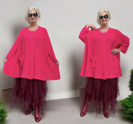 AKH gebreide oversized A-lijn katoen vest/blazer apart stretch