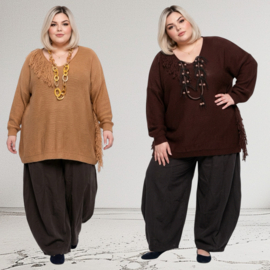 ITALIA oversized acryl mix gebreide top met franjes /in meerdere kleuren