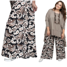 ITALY Mode jersey viscose  wijde broek apart /zeer rekbaar/zwart/wit/beige