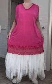 ITALIA MODA  de modieuze kleuring viscose A-lijn tuniek met KANT stretch apart/in meerdere kleuren