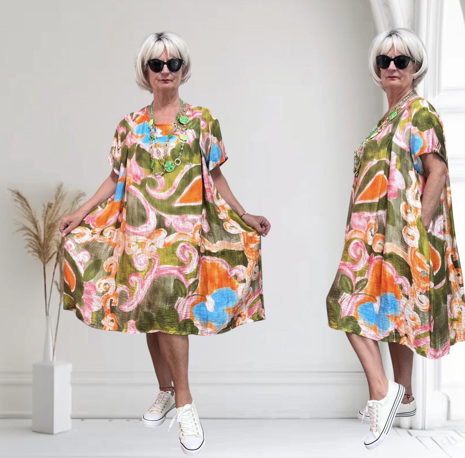 Fannycoo Germany tencel A-lijn jurk met zakken
