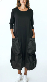 Vincenzo Allocca katoen A-lijn jurk met inzet van taft/zwart apart stretch