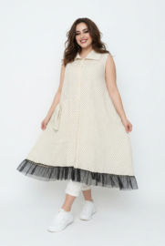 AKH viscose A-lijn jurk apart stretch/zwart/wit