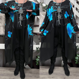 Ophilia viscose A-lijn jurk met inzet van chiffon stretch
