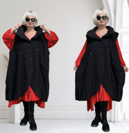 KEKOO design oversized gewatteerde A-lijn mouwloze jas zwart