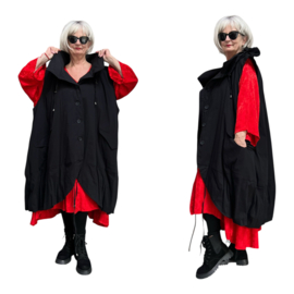 KEKOO design oversized gewatteerde A-lijn mouwloze jas zwart