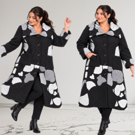 ITALIA MODA zachte wolmix A-lijn jas/mantel stretch