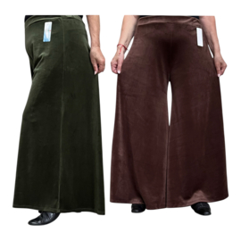 ITALIA MODA viscose mix fluwelen wijde broek apart stretch /in meerdere kleuren