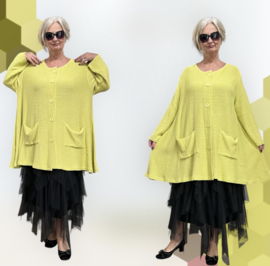 AKH gebreide oversized A-lijn katoen vest/blazer apart stretch