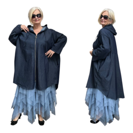ITALIA MODA oversized katoen jeans A-lijn blazer/jas/vest apart stretch