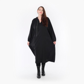 AKH oversized viscose soepele slinky-kwaliteit A-lijn jurk  apart/ zwart