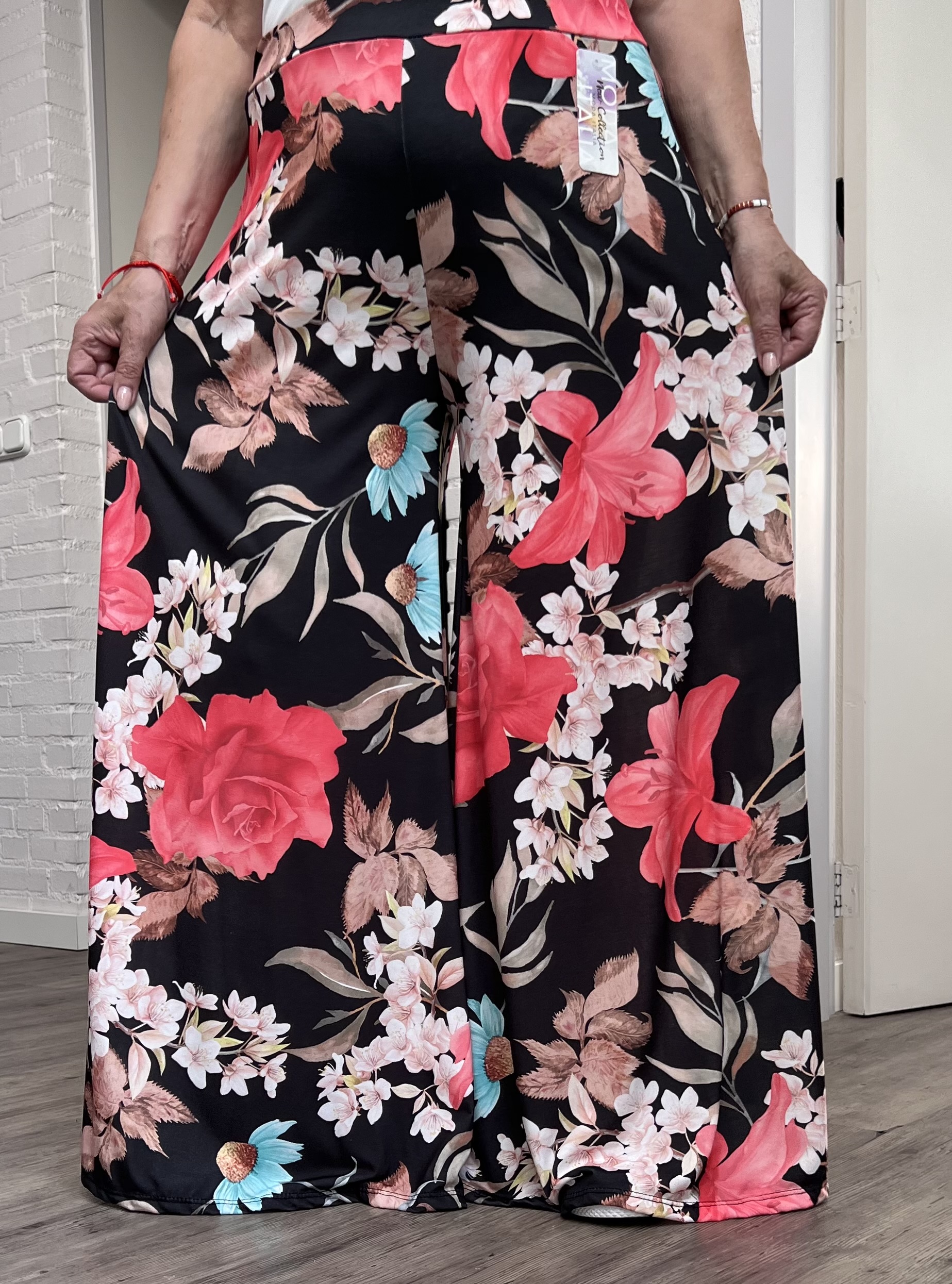 ITALY Mode jersey viscose  wijde broek apart /zeer rekbaar zwart